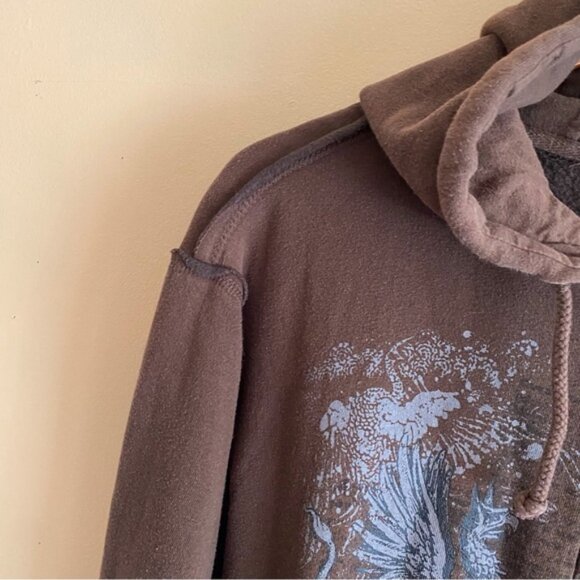 Y2K 725 Originals Full Zip Sweatshirt Woman XL Brown Dragon Streetwear Raw Hems - Picture 3 of 15